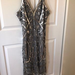 Sequin silver flapper dress, XL
